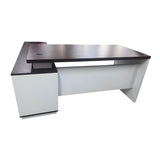 Modern Executive L-Shaped Office Desk – Dual Tone White & Walnut | SRK Modular Furniture Co.