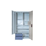 Industrial Metal Storage Locker | 2-Door Steel Almirah with Drawers | SRK Modular Furniture