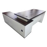 Modern Executive L-Shaped Office Desk – Dual Tone White & Walnut | SRK Modular Furniture Co.