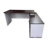 Modern Executive L-Shaped Office Desk – Dual Tone White & Walnut | SRK Modular Furniture Co.