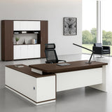Modern Executive L-Shaped Office Desk – Dual Tone White & Walnut | SRK Modular Furniture Co.