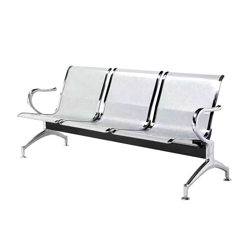 3-Seater Stainless Steel Waiting Bench | Airport & Office Reception Chair | SRK Modular