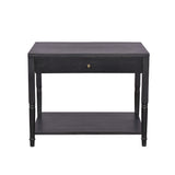 Modern Black Wood Side Table with Drawer & Shelf Nightstand or End Table