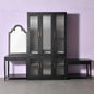 Elegant Fluted Glass Storage Cabinet with Matching Console Tables