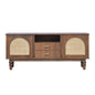 Bohemian Rattan Accent Console Table with Drawers