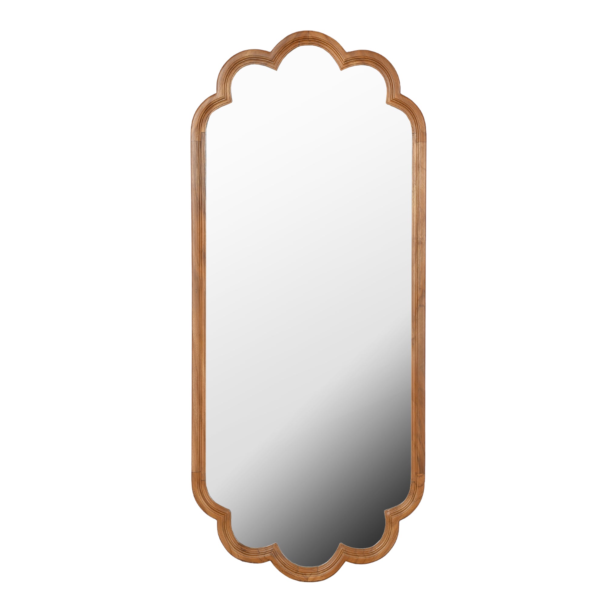 Scalloped Wooden Wall Mirror Decorative Accent Mirror