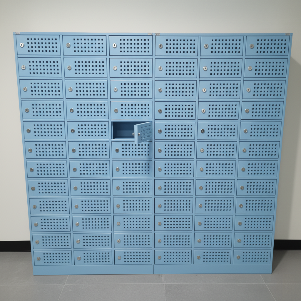Mobile Storage Locker | 60-Compartment Steel Mobile Locker Unit | SRK Modular Furniture
