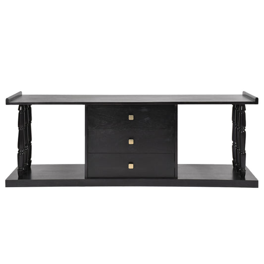Elegant Black Wooden Console Table with Storage Drawers
