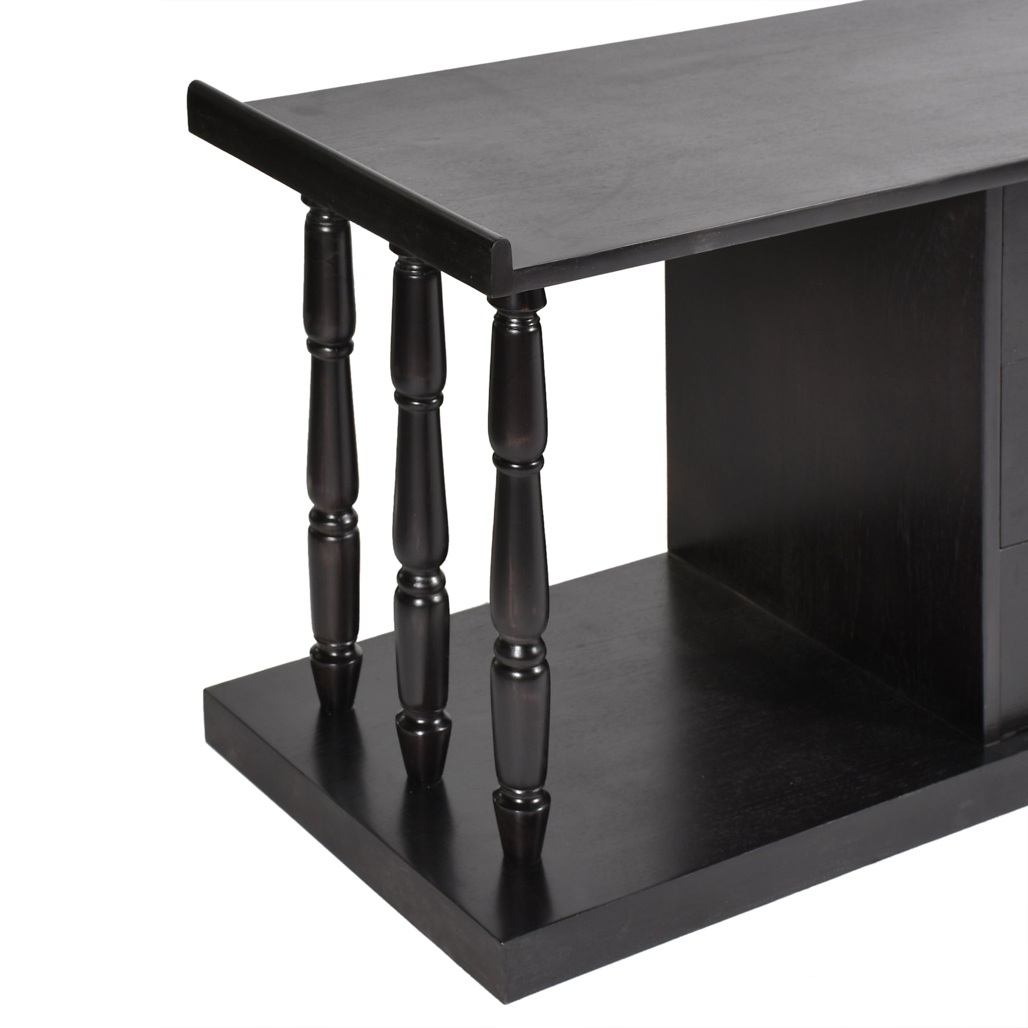 Elegant Black Wooden Console Table with Storage Drawers