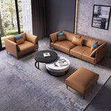 The Aurelio Elite Sofa Set | Premium White Leatherette 3+1+Ottoman with Round Center Table