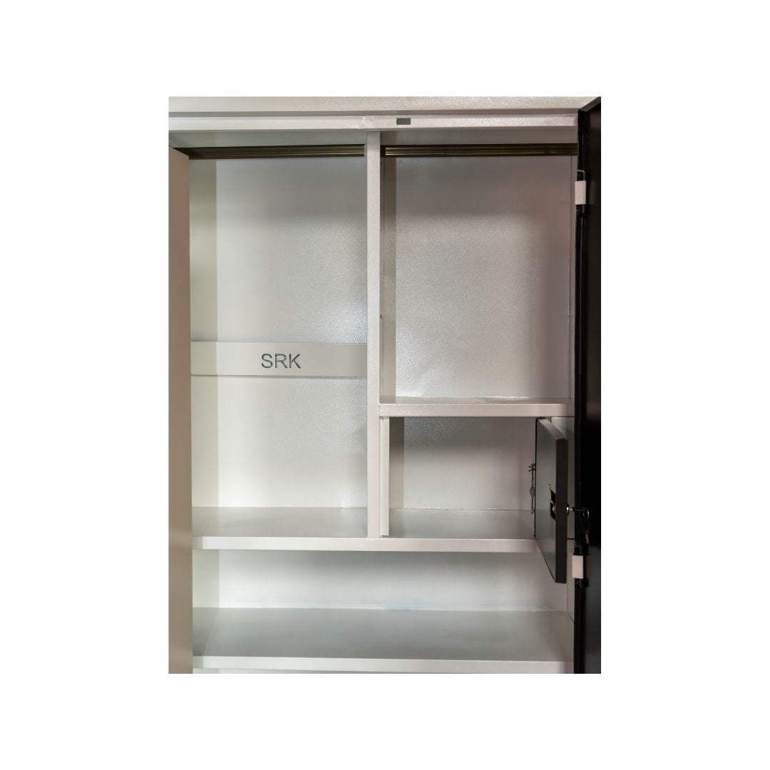 2-Door Metal Almirah with Mirror | Dual-Tone Brown & Beige Steel Locker | SRK Modular Furniture