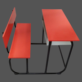 Dual Desk For School Students In Metal Frame Wooden Top
