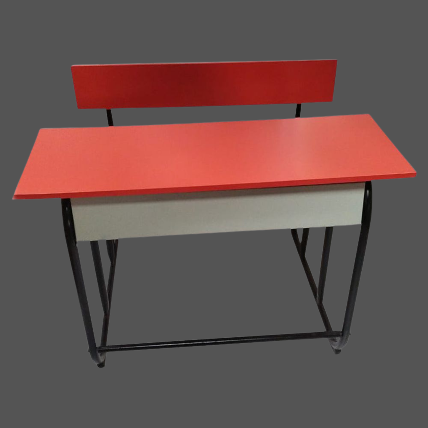 Dual Desk For School Students In Metal Frame Wooden Top