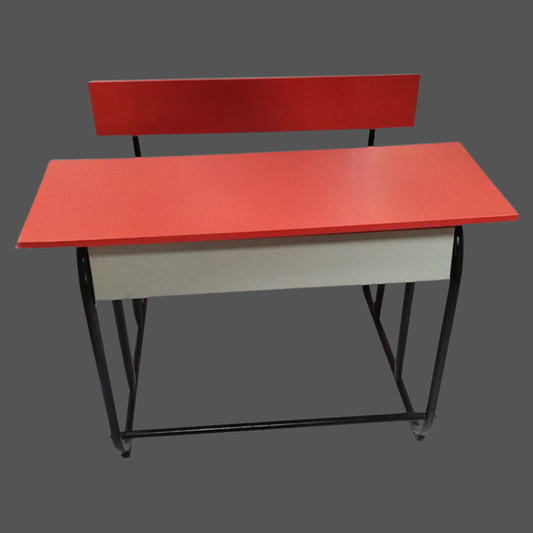 Dual Desk For School Students In Metal Frame Wooden Top