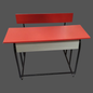 Dual Desk For School Students In Metal Frame Wooden Top