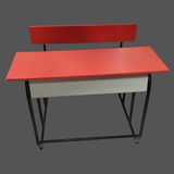 Dual Desk For School Students In Metal Frame Wooden Top
