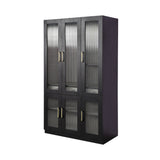 Elegant Fluted Glass Storage Cabinet with Matching Console Tables