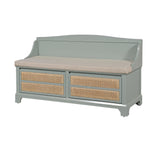 Cane Detail Storage Bench with Cushion  Entryway or Mudroom Bench