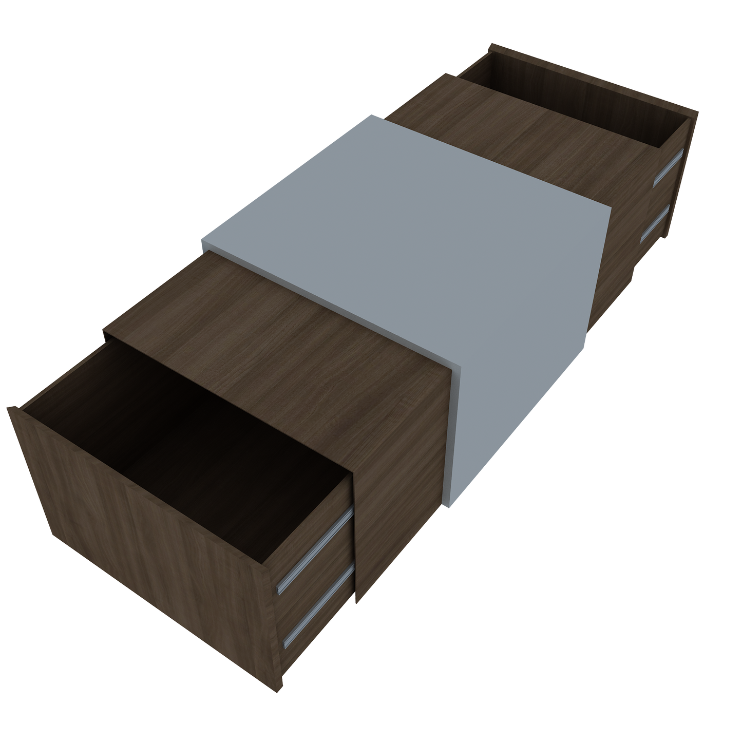 SRK Modular Furniture Modern  Coffee Table with Drawers in  Walnut