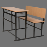 Student Chair & Dual Desk in Metal Frame Wooden To For School Student