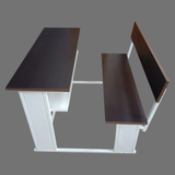 Dual Desk For School Students In Metal Frame Wooden Top