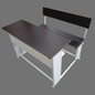 Dual Desk For School Students In Metal Frame Wooden Top