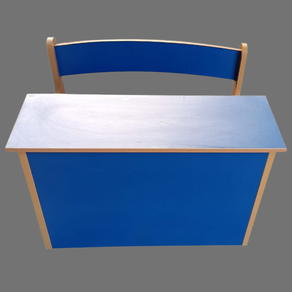 Dual Desk For School Students In Metal Frame Wooden Top