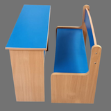 Dual Desk For School Students In Metal Frame Wooden Top