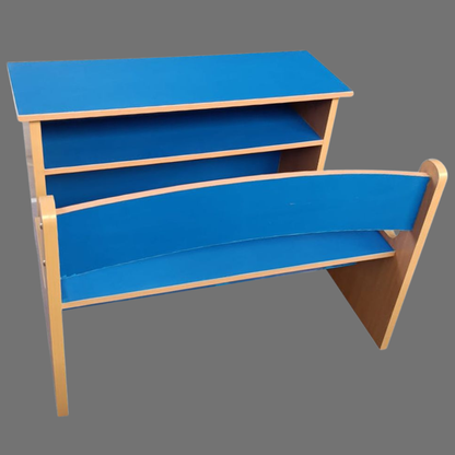 Dual Desk For School Students In Metal Frame Wooden Top