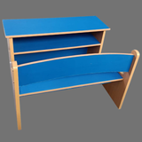 Dual Desk For School Students In Metal Frame Wooden Top