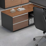 Executive L-Shaped Office Desk with Storage & Bookshelf – Walnut & Graphite Finish | SRK Modular Furniture Co.
