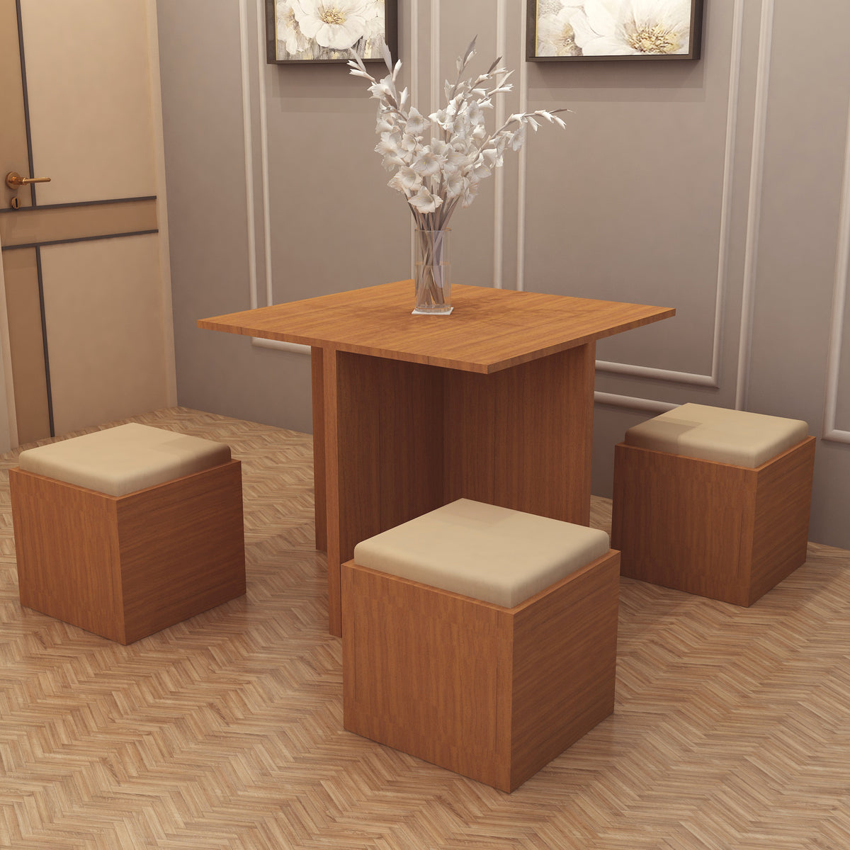 SRK Modular Furniture Solid Wood 4 Seater Dining Set – THEOMLIVING