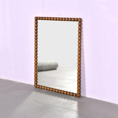 Rustic Wooden Bead Mirror Decorative Wall Mirror
