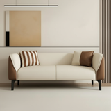 Modena Two-Tone Leather Sofa | Cream & Brown Modern Compact Sofa | Theom Living