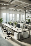 12-Seater Open Office Workstation – Ash Wood Finish with White Frame | SRK Modular Furniture Co.