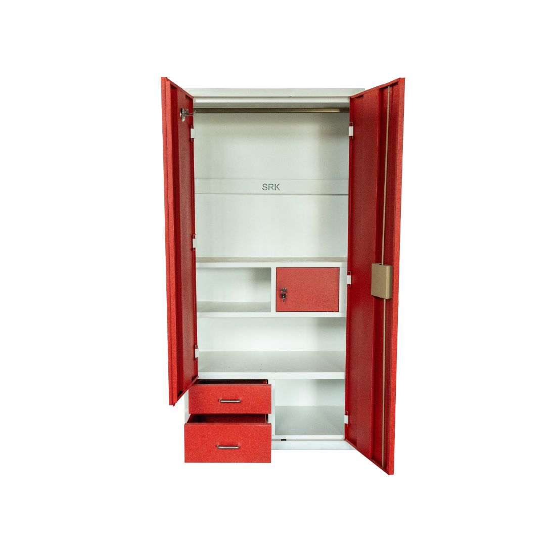 Industrial Metal Storage Locker | 2-Door Steel Almirah with Drawers | SRK Modular Furniture