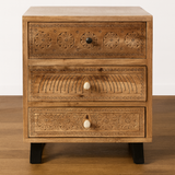 ArtisanCraft Hand-Carved Wooden Bedside Table