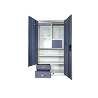 2-Door Blue Metal Almirah | Office & Industrial Steel Locker Cabinet | SRK Modular Furniture