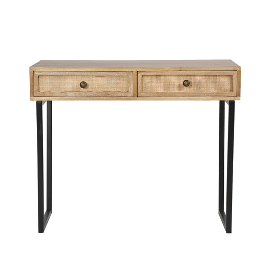 Modern Wooden Console Table with Cane Drawers