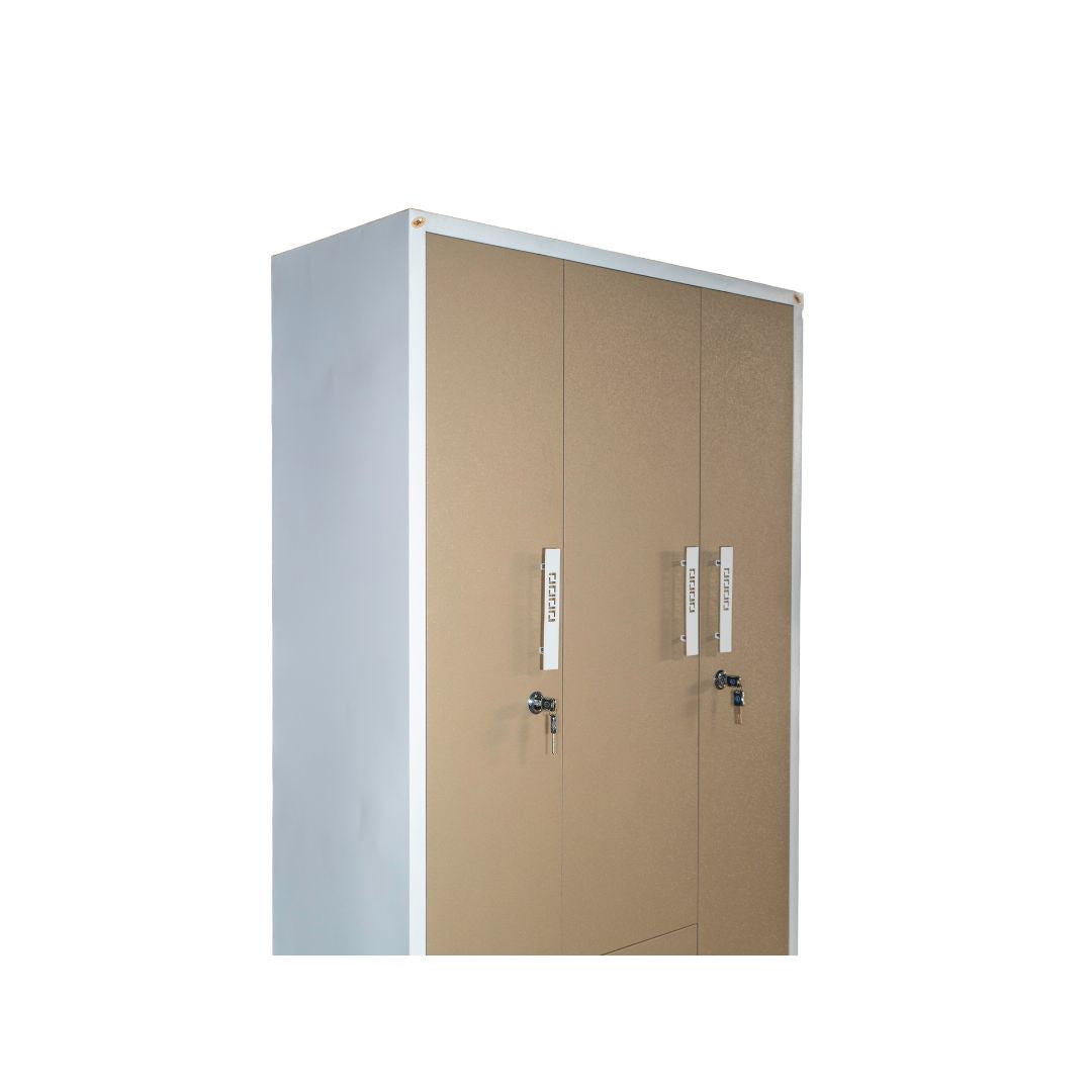 3-Door Metal Storage Almirah | Office & Industrial Locker Cabinet with Drawers | SRK Modular Furniture