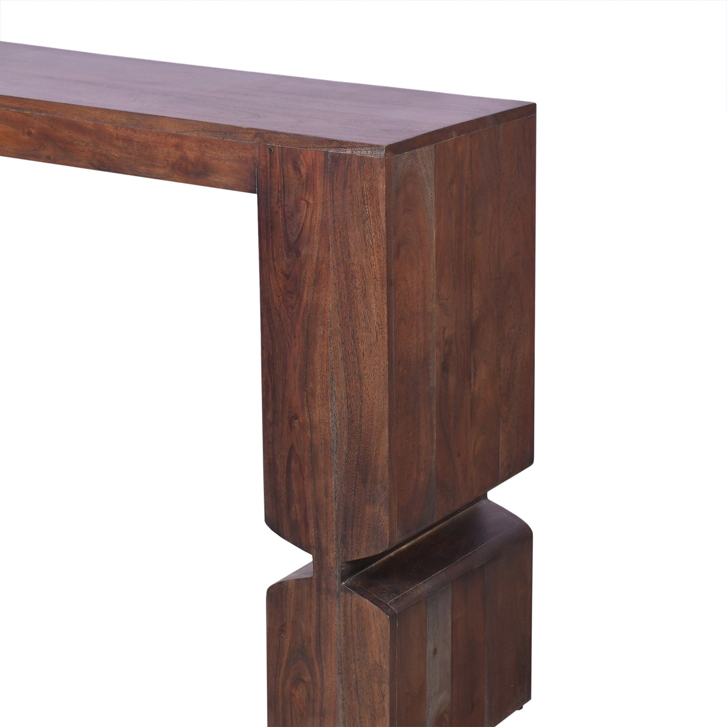 Modern Solid Wood Console Table  Sculptural Design