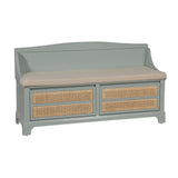 Cane Detail Storage Bench with Cushion  Entryway or Mudroom Bench