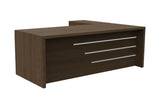 Classic Executive L-Shaped Desk – Walnut Finish with Metallic Detailing | SRK Modular Furniture Co.