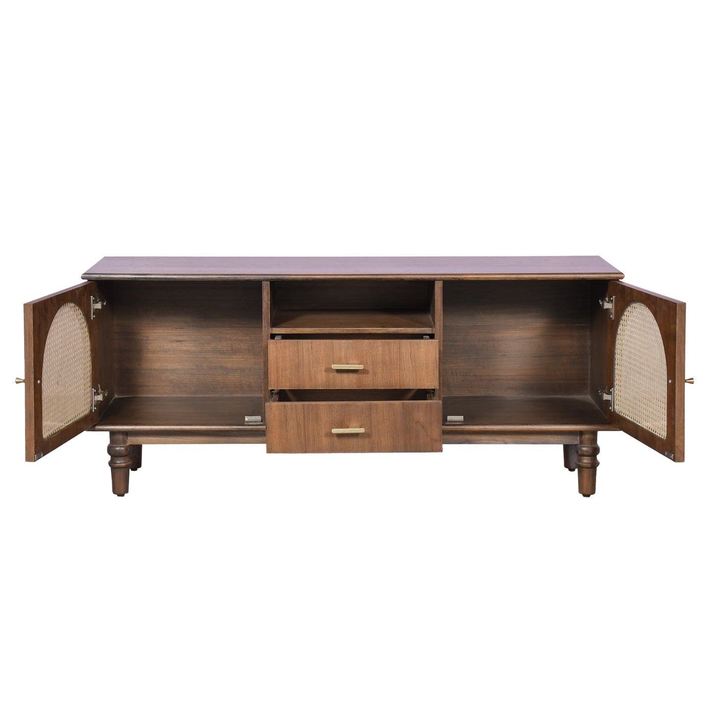 Bohemian Rattan Accent Console Table with Drawers