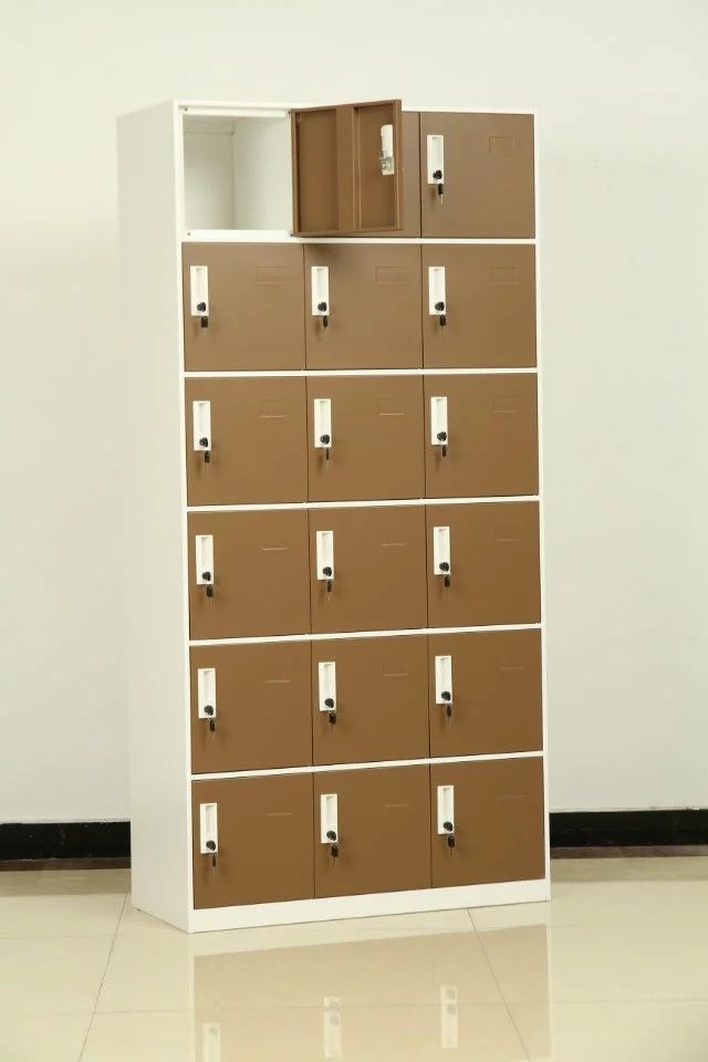 18-Door Metal Locker | Blue & White Steel Storage Cabinet | SRK Modular Furniture