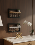 Modern Wall Key Holder Shelf Set | Dual Wooden & Metal Frame Key Organizer | Theom Living