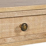 Solid Wood Side Table with Drawer & Open Shelf