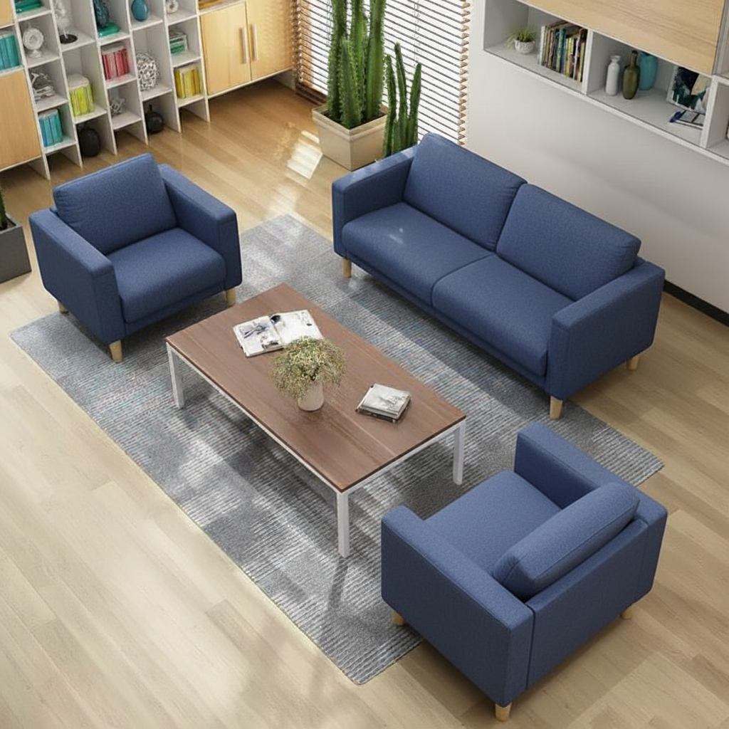The “Aurevo Classic” White Sofa Set | Modern 3+1+1 Seater with Wooden-Top Center Table