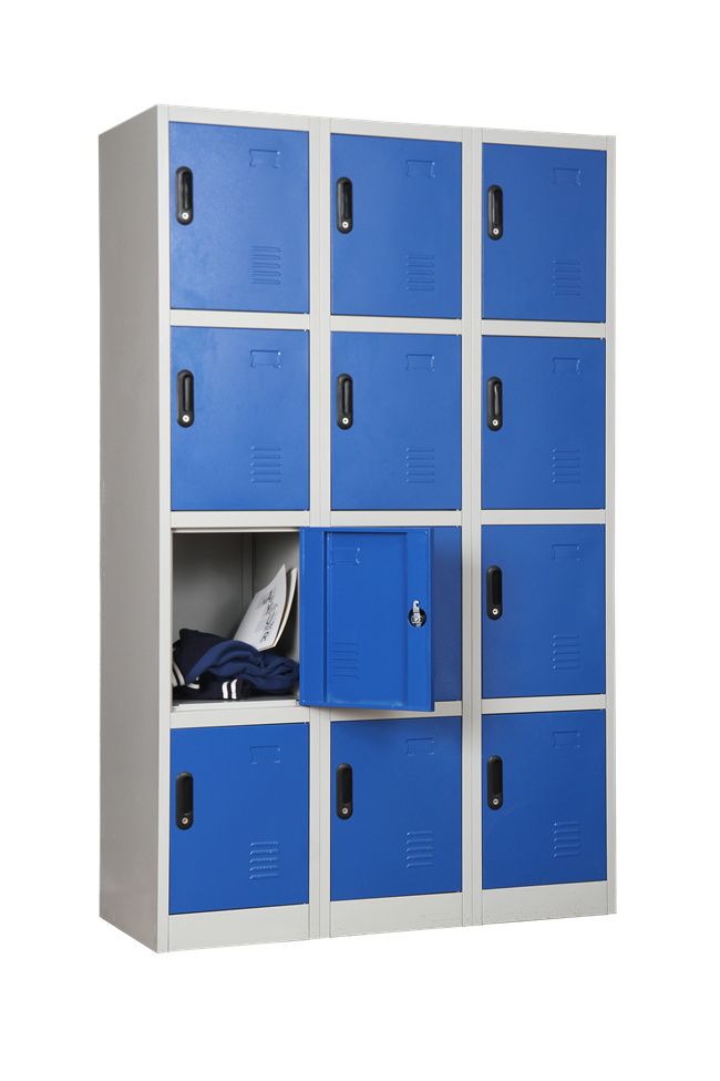12-Door Metal Storage Locker | Green & White Steel Locker Cabinet | SRK Modular Furniture