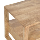 Solid Wood Side Table with Drawer & Open Shelf